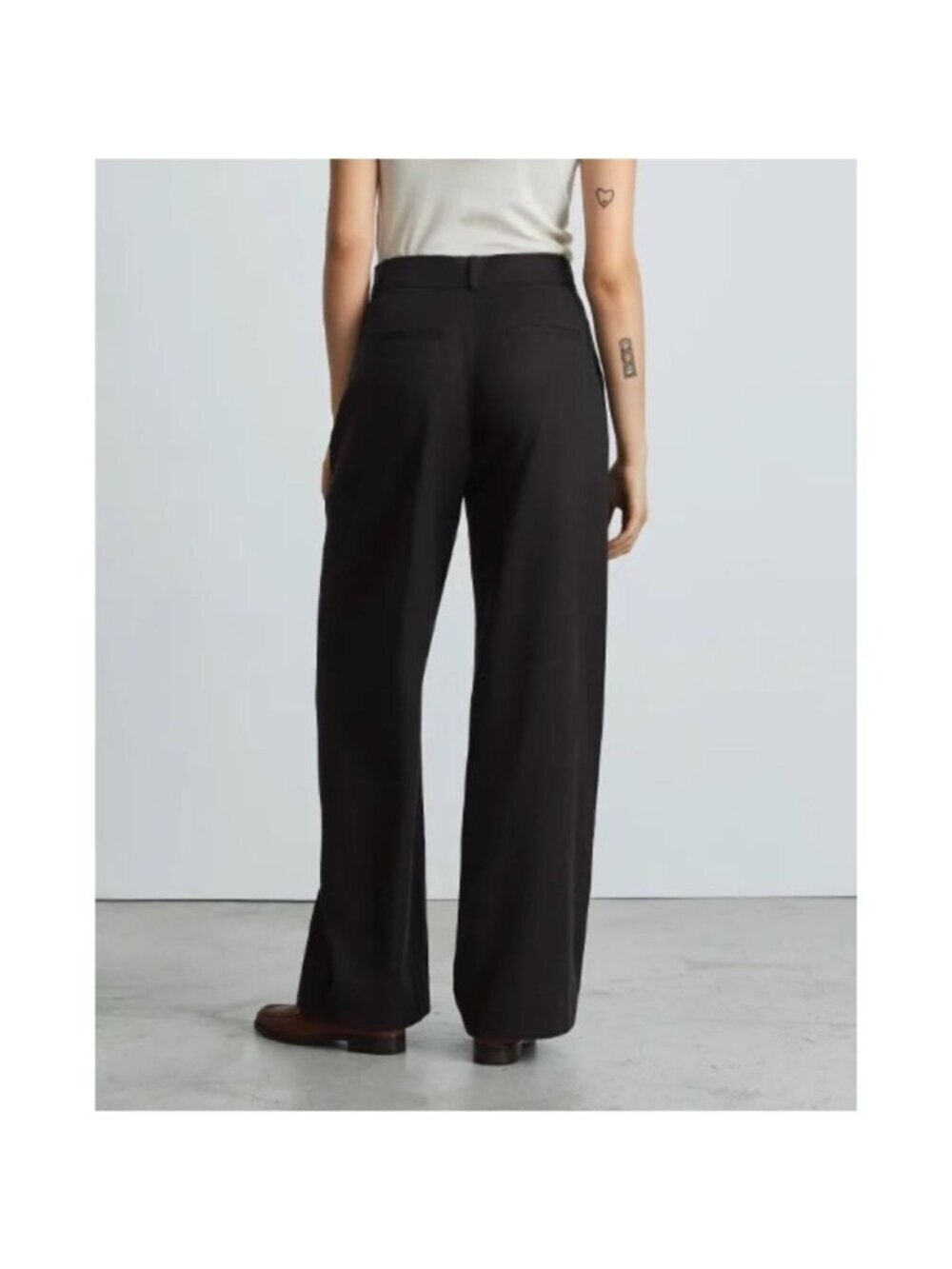 EVERLANE The Draper Pleated Pant High Rise Wide Leg Black Trousers Capsule 14S - Picture 2 of 16